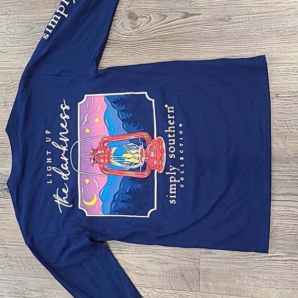Simply Southern LIGHT UP the DARKNESS Navy Long Sleeve Top Size Small - Picture 2 of 7